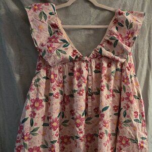 Arula dress size A babydoll floral pink 1x 14/16 pockets